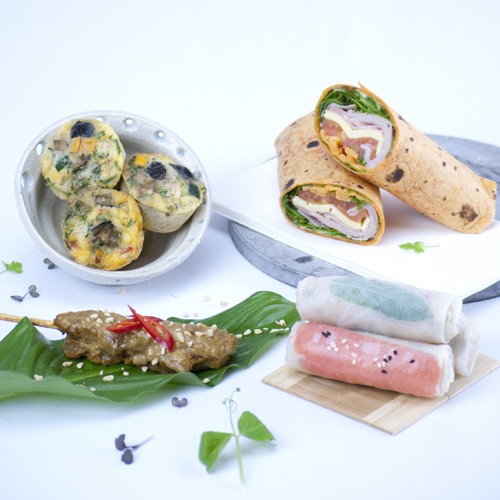 Rice Paper Roll Chicken Skewer Fritatta Wrap