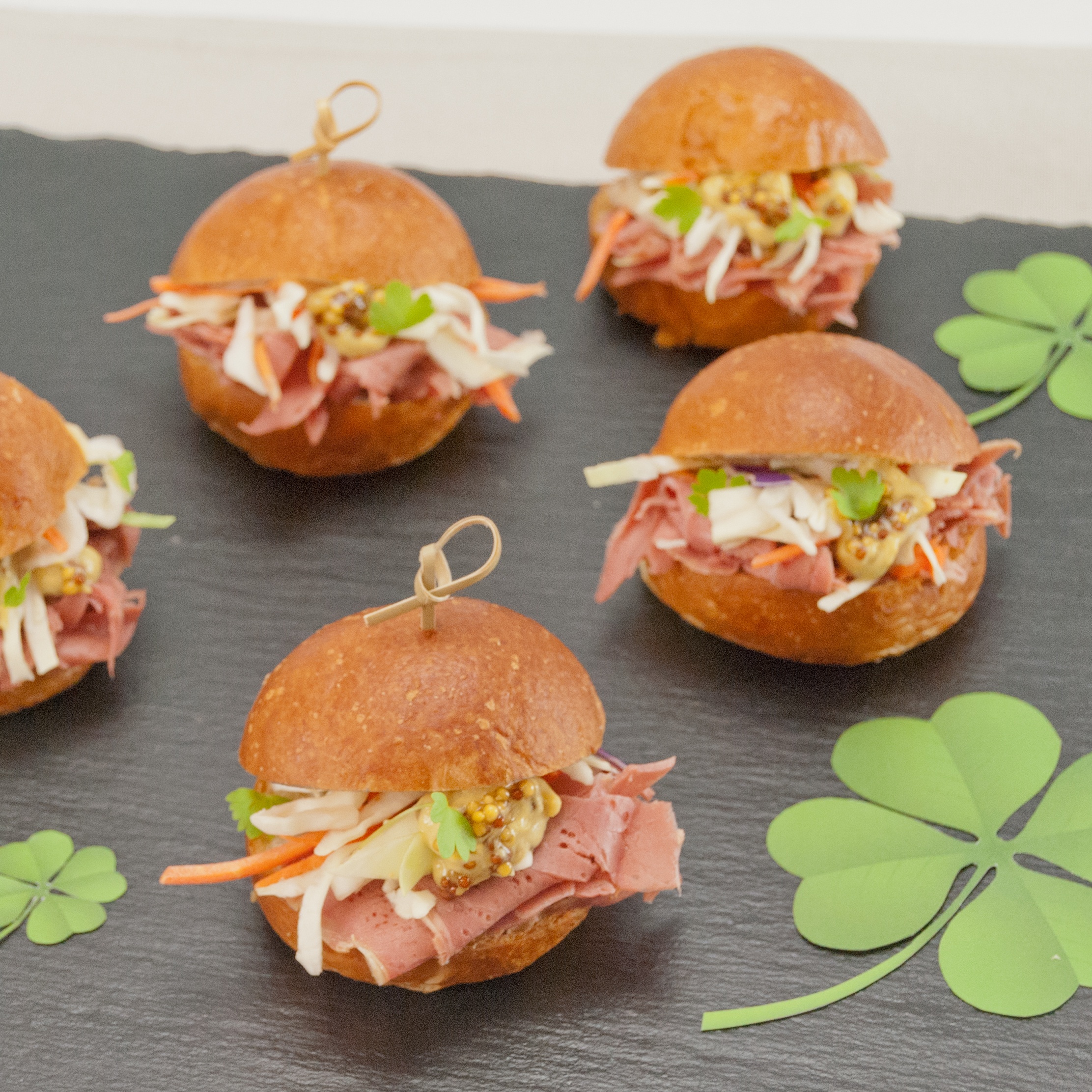 Corned Beef Mini Sliders with Cabbage & Guinness Mustard