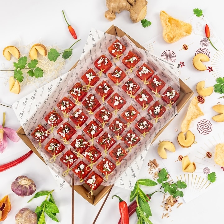 Compressed watermelon, togarashi, feta, mint and a squeeze of fresh lime