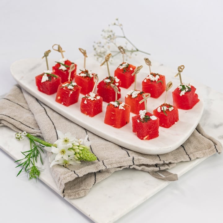 Compressed watermelon, togarashi, feta, mint and a squeeze of fresh lime