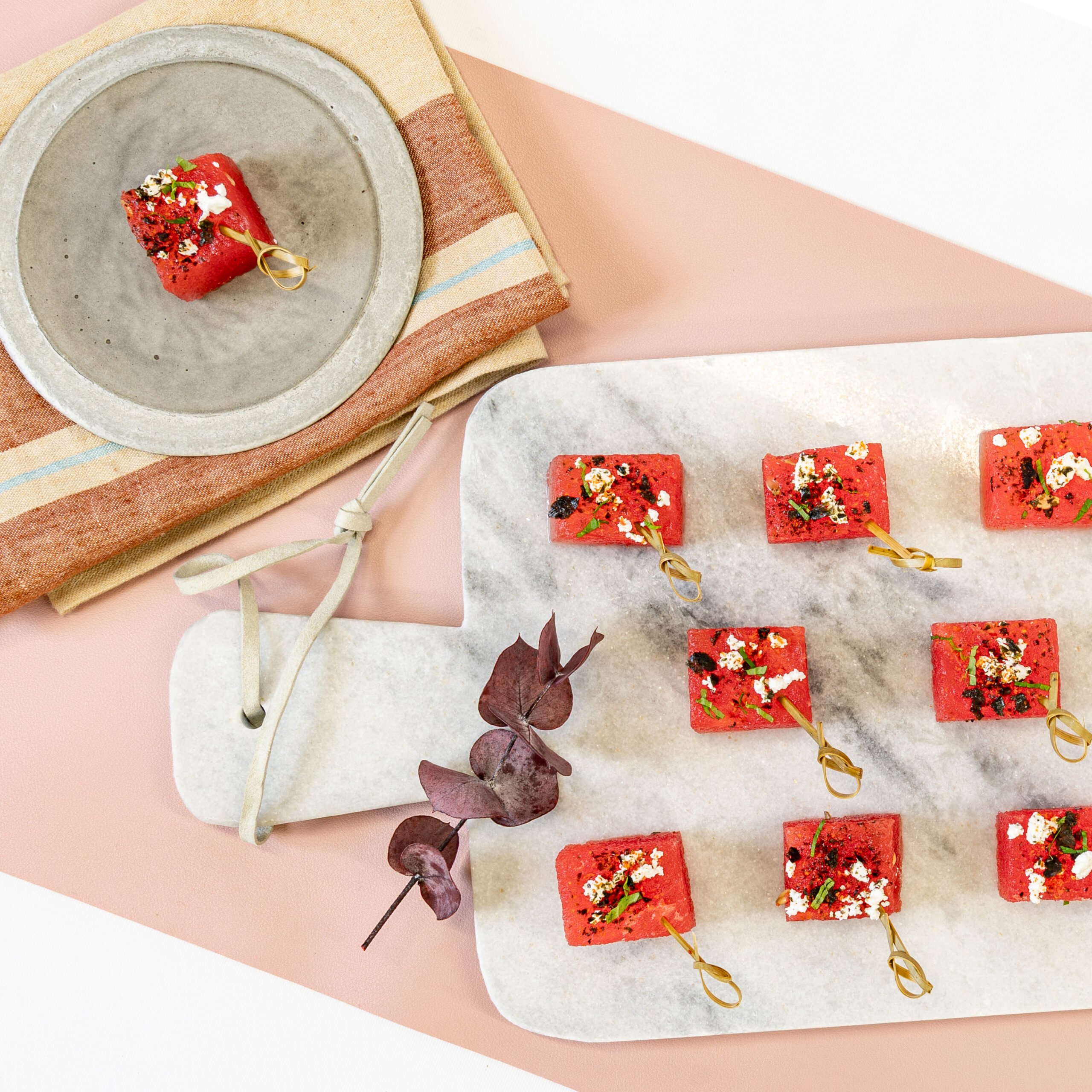 Compressed watermelon, togarashi, feta, mint and a squeeze of fresh lime