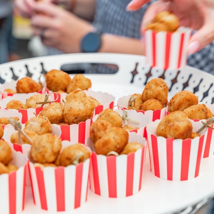 Southern style popcorn chicken cups, ranch