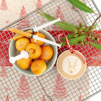 Donut Balls 350x350 Donut balls, cinnamon sugar, salted caramel syringe