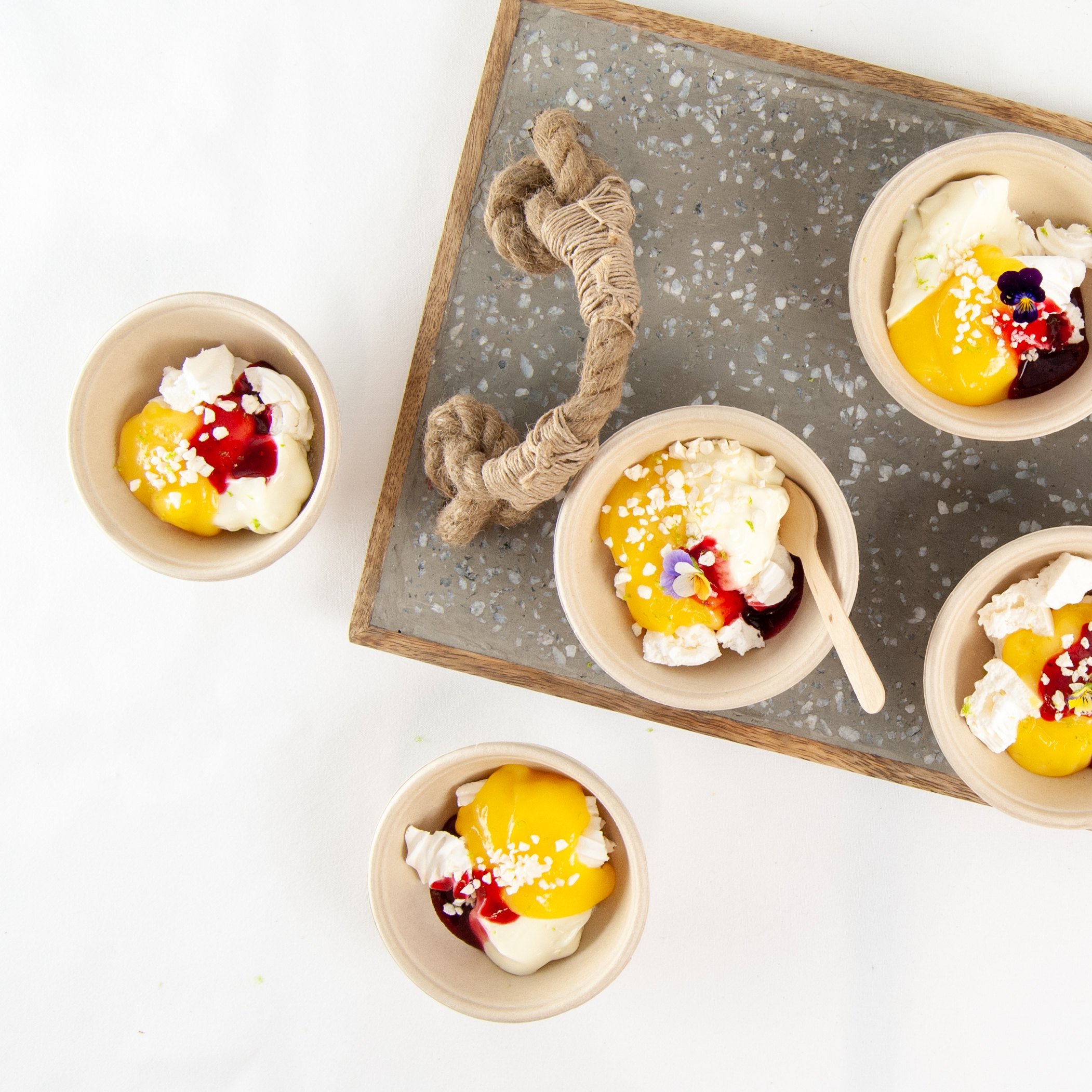 Lemon fool eton mess, fresh berries, pecan, meringue, toasted coconut crumble