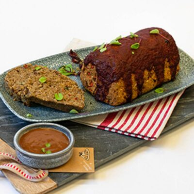 Glazed quinoa, mushroom, cranberry & walnut loaf