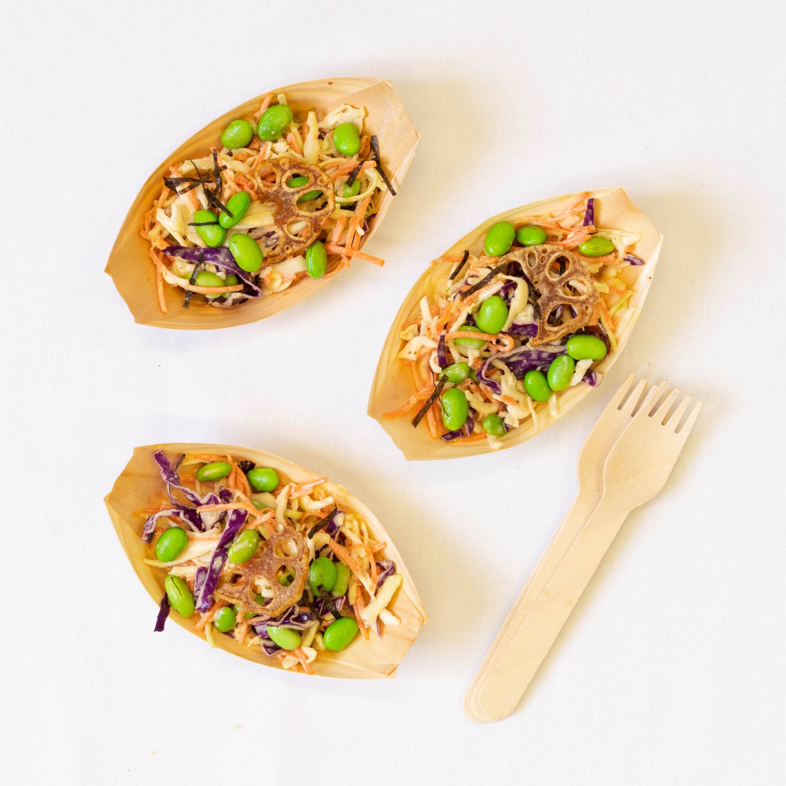 Jap-Slaw-boat-sq Nutrient rich Japanese slaw, edamame, seaweed, roasted sesame & miso dressing