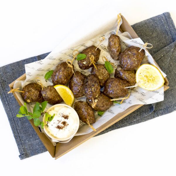 Sumac spiced lamb & mint kofta, pickled cucumber raita Flavours Catering + Events