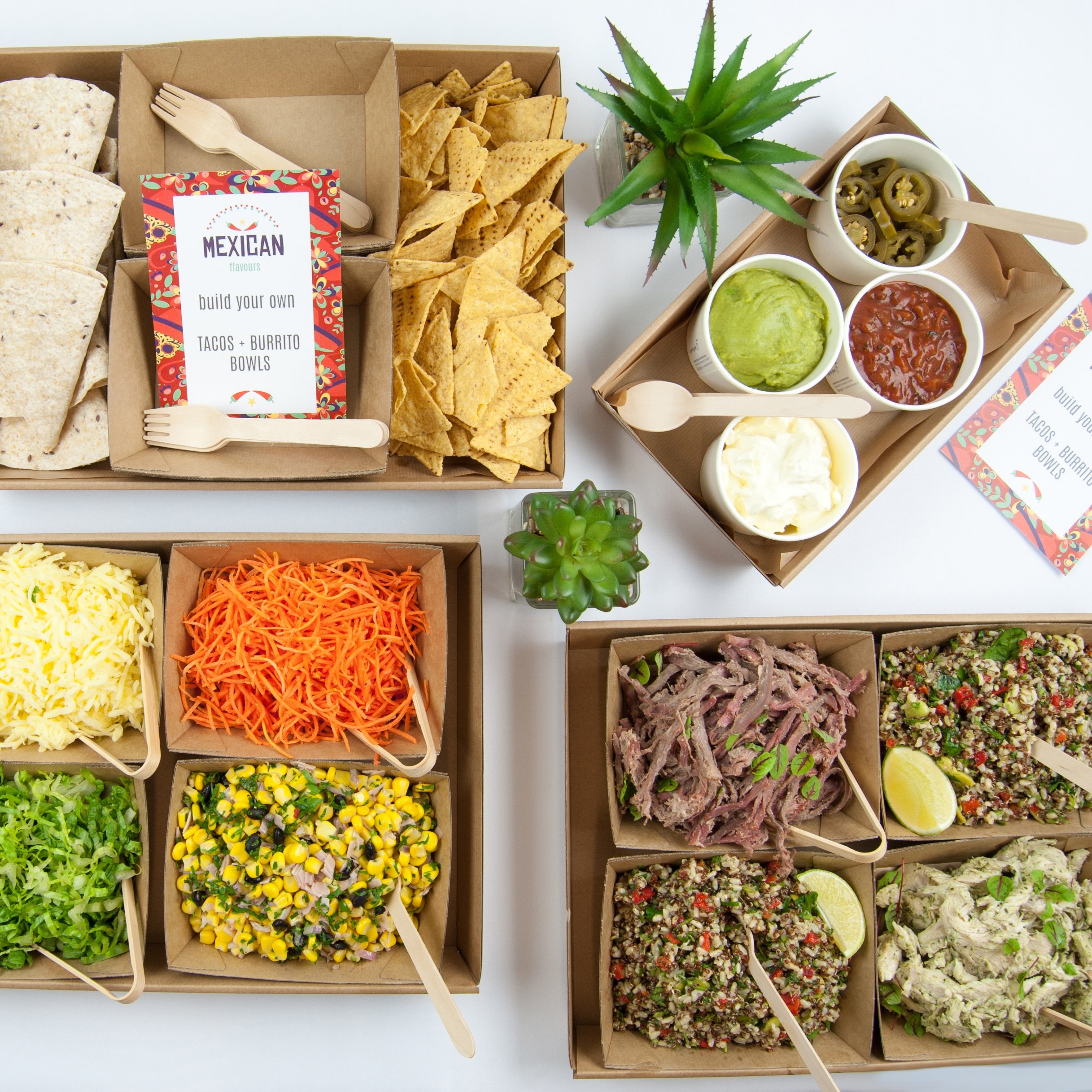 Build your own burrito bowl, taco or nachos