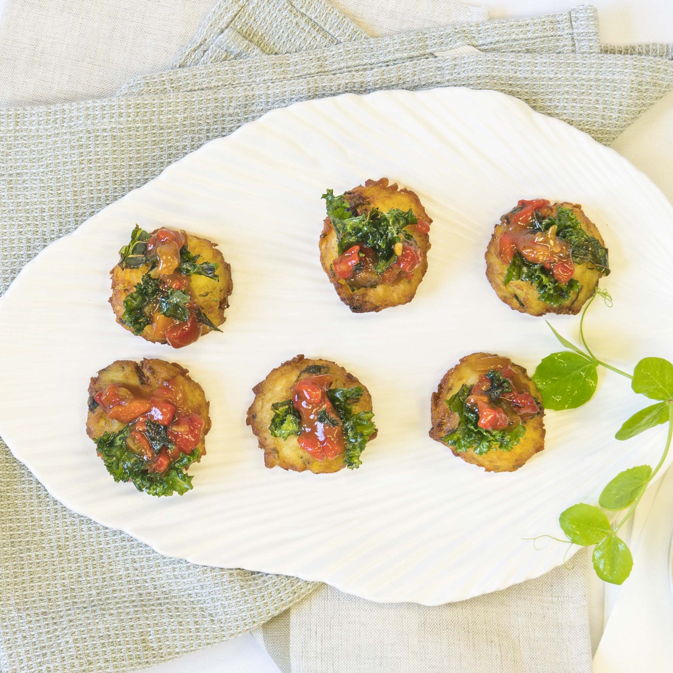 Potato rosti, tomato & red pepper relish, micro herb