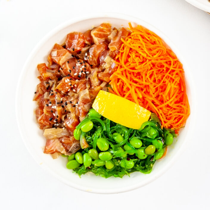 Sashimi grade salmon poke bowl thumbnail