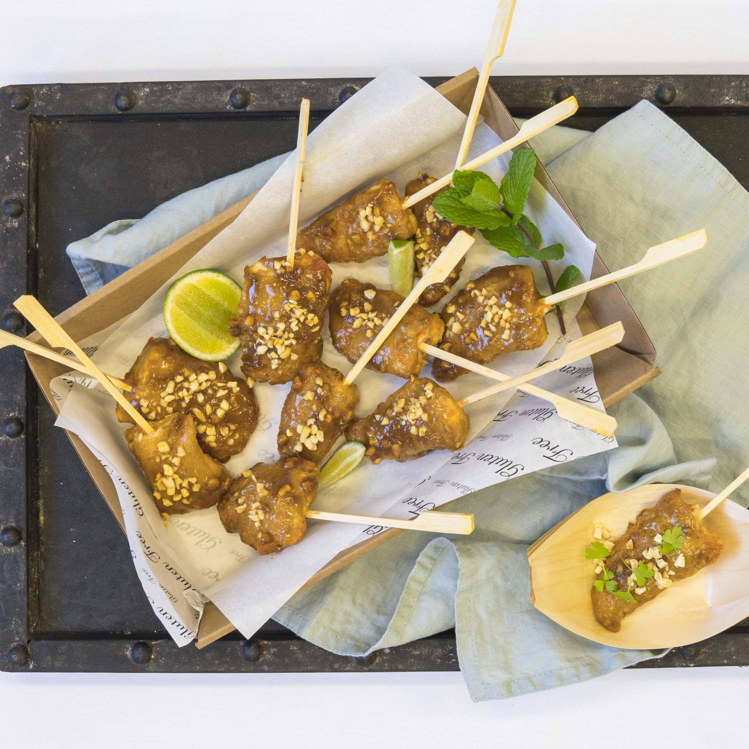 Satay chicken skewer, lime peanut sauce