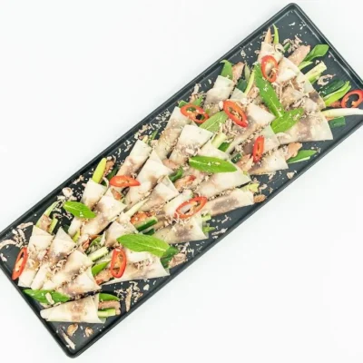 Peking duck pancake wraps, hoisin, cucumber, shallots