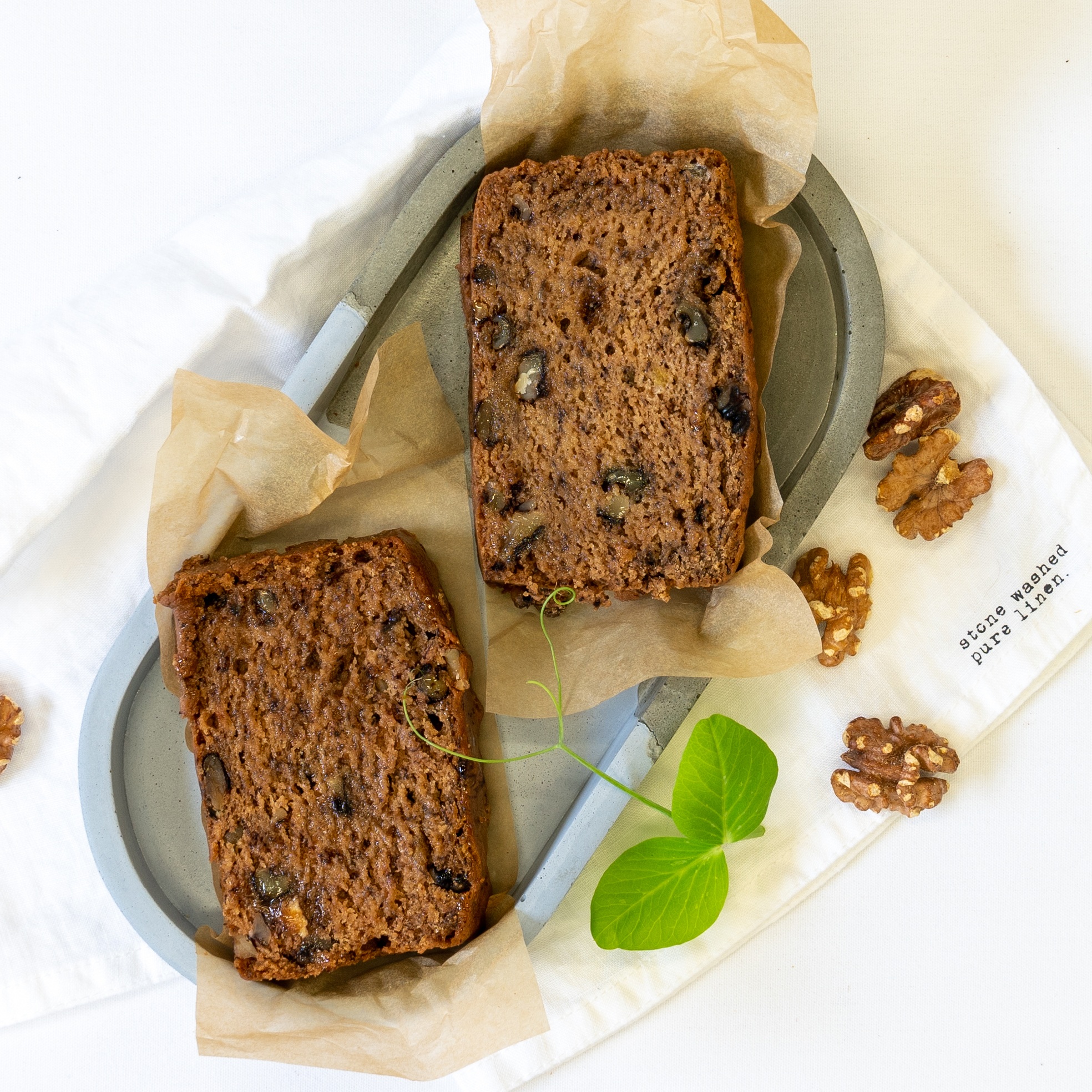 Vegan banana & walnut loaf