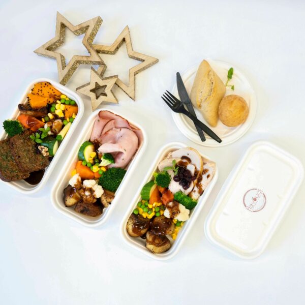 Christmas themed individual gourmet meals