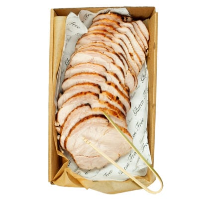 Christmas sliced turkey breast, onion gravy (gf)(df)