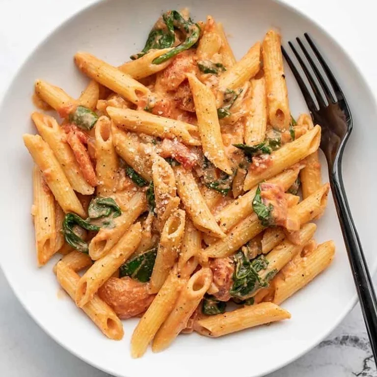 Penne pasta, roasted capsicum, tomato & basil sauce