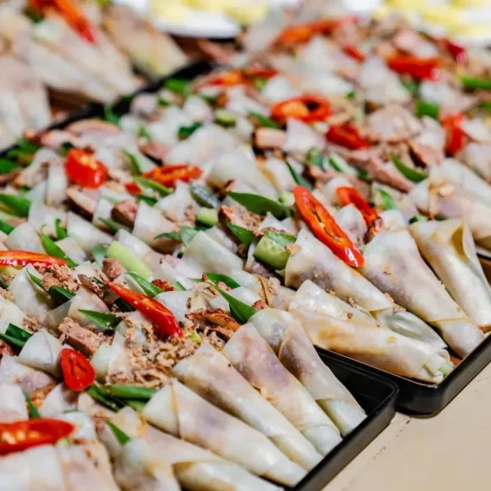 Chinese Peking duck pancake wraps, hoisin, cucumber, shallots