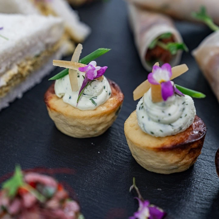 Baby Frittata – caramelised onion, herbed cream cheese, preserved lemon, chives