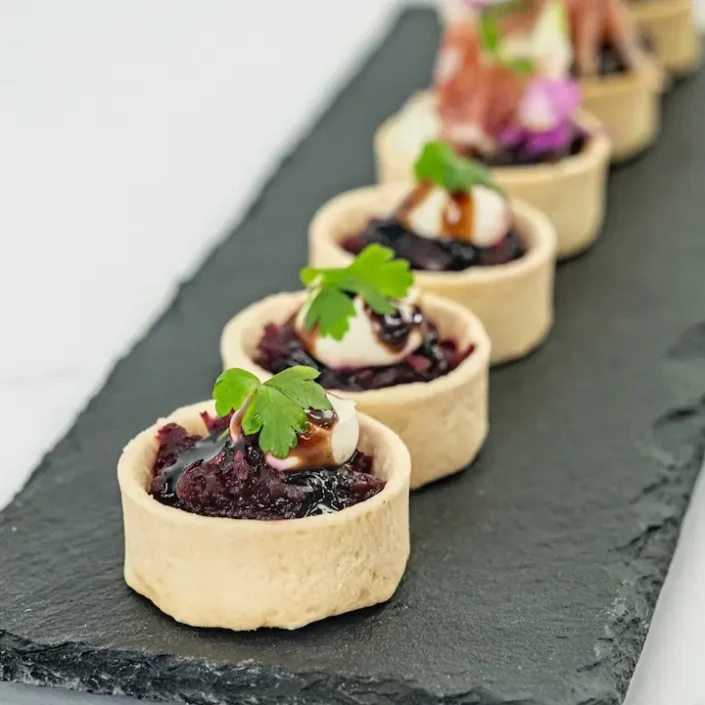 Heirloom beetroot tartlet, goat’s cheese mousse, aged balsamic