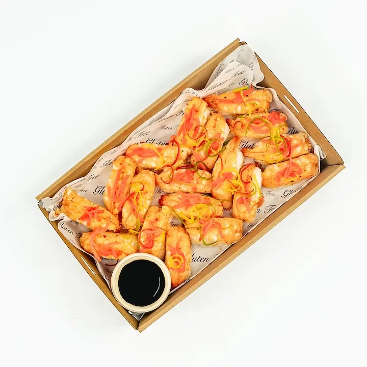 Chilli and lime glazed prawn nigiri, pickled ginger