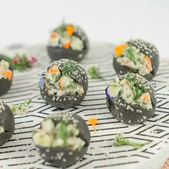 Australian prawn charcoal  buns