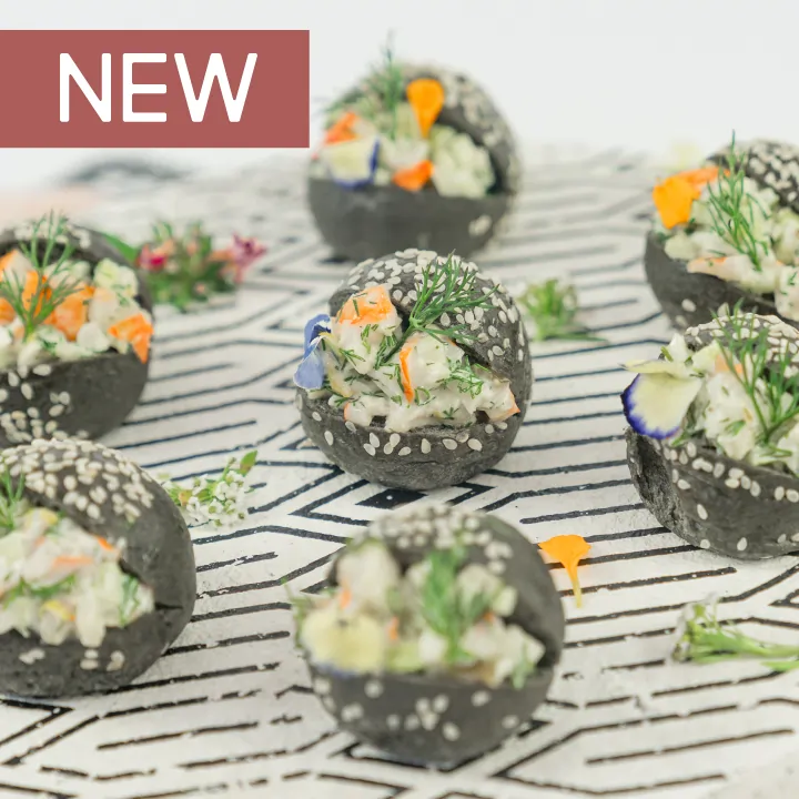 high-res-Drop-Off-catering---Australian-prawn,-citrus-and-dill-remoulade,-charcoal-brioche-baby-bun,-edible-blooms----cover-w-New-tag