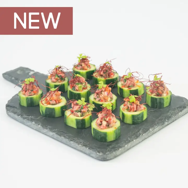 high-res-Drop-Off-catering---Thai-beef-salad-cucumber-disc----cover-w-New-tag