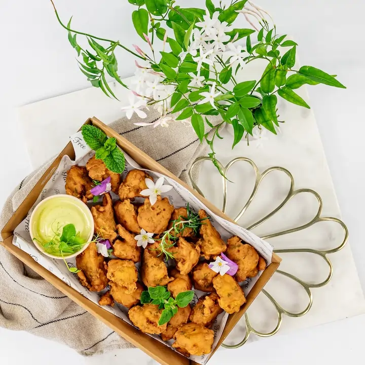 Moroccan fried cauliflower, green goddess dipper