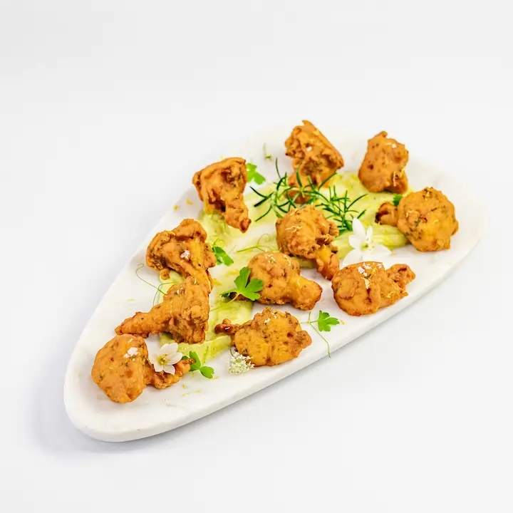 Moroccan fried cauliflower, green goddess dipper