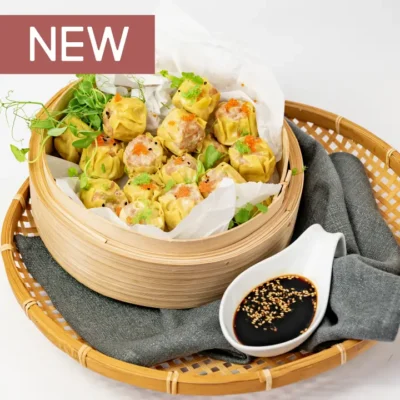 Chicken and prawn siu mai, light soy, fresh chilli, flying fish roe