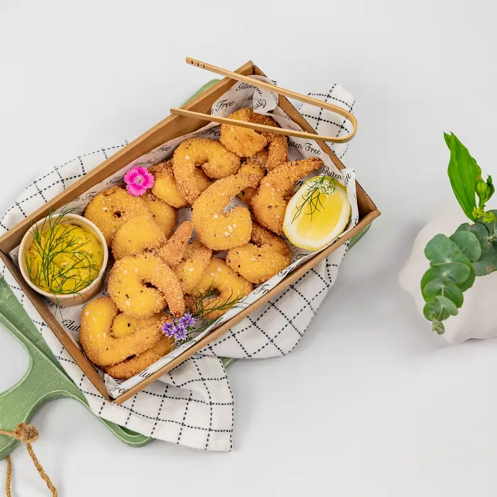 Lightly crumbed prawn, curried remoulade