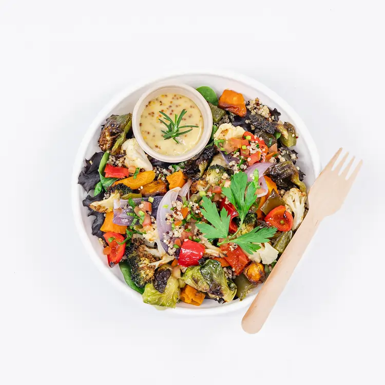 Roasted vegetable, tabouli & quinoa salad - Nourish Bowl