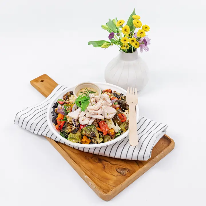 Roasted vegetable, tabouli & quinoa salad